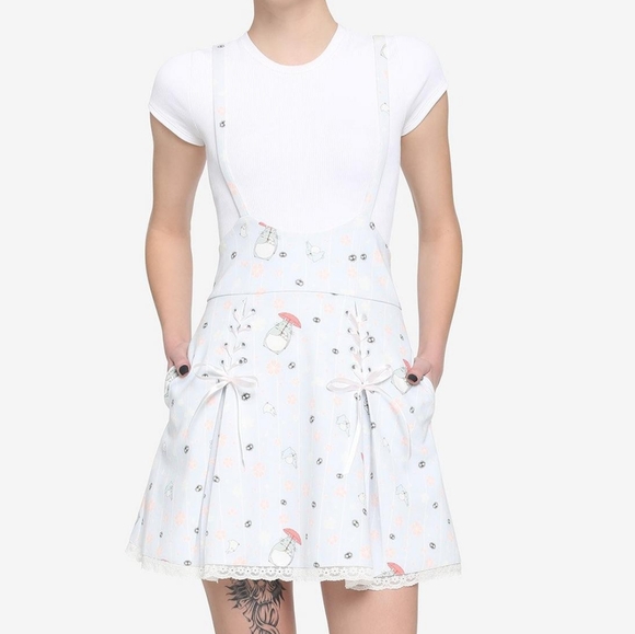 Studio Ghibli My Neighbor Totoro Cherry Blossoms Lace-Up Suspender Skirt Small - Picture 1 of 5